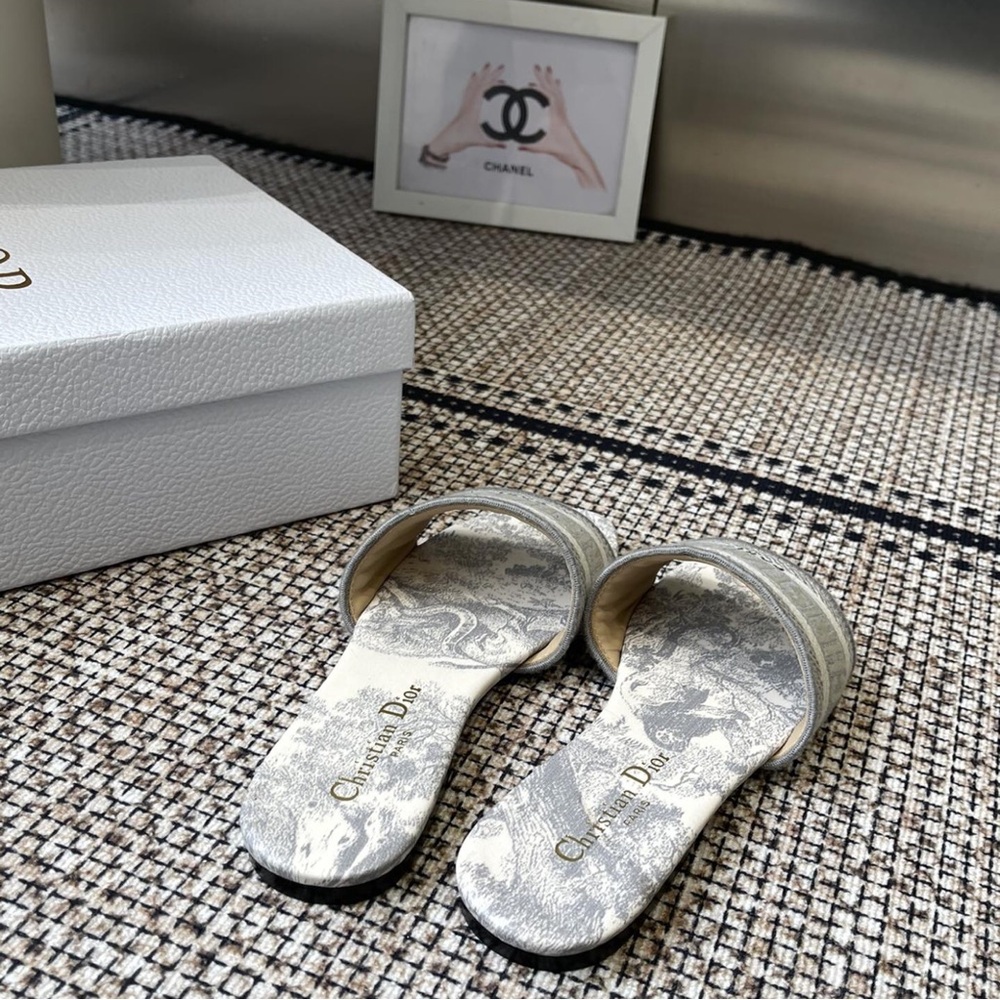 Christian Dior Gray Slide Sandals - Picture 4 of 4